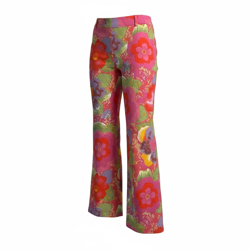 Willi Smith Floral Boot Cut Pants in Pink, Red, Green